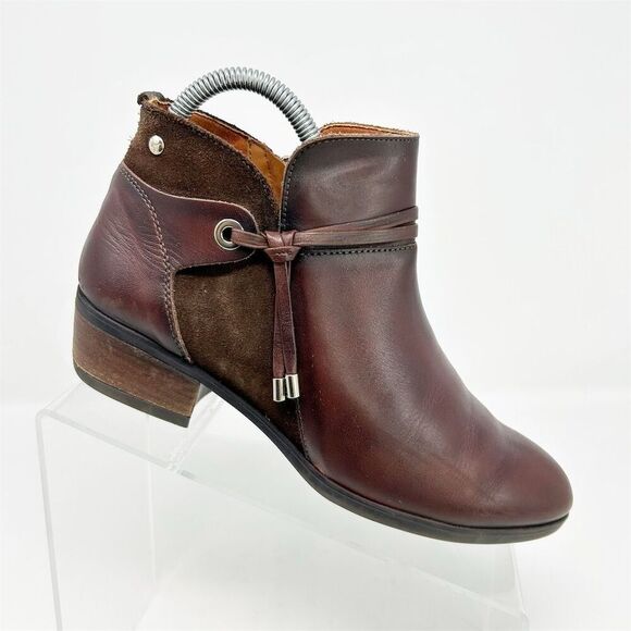 Pikolinos Women's Brown Ankle Booties Size 37 (US 6.5-7) Zip Closure Mid Heel - Picture 1 of 13